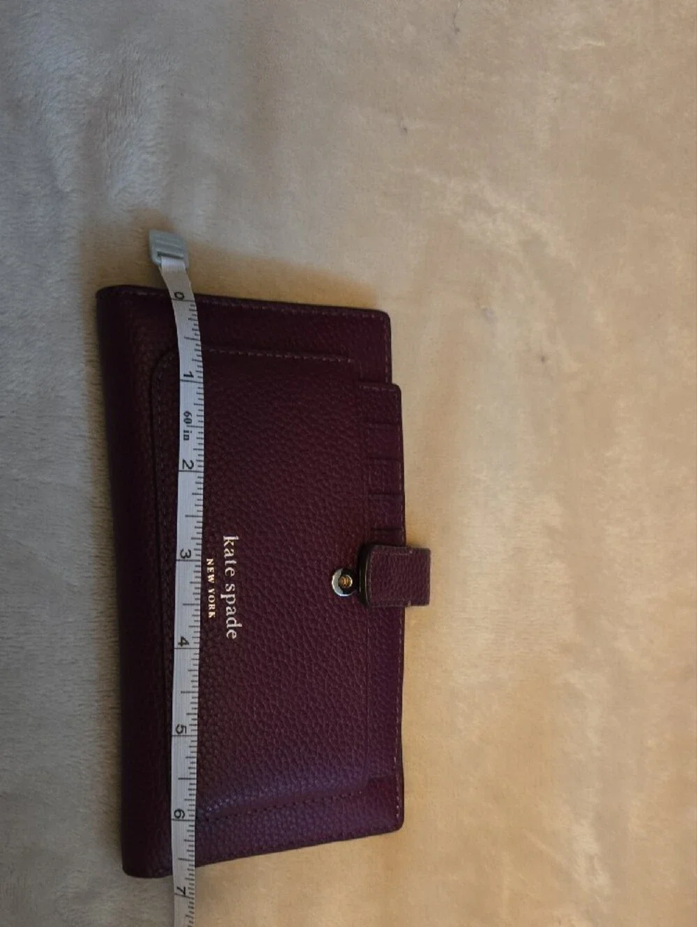 kate spade Plum Pebbled Leather Snap Wallet